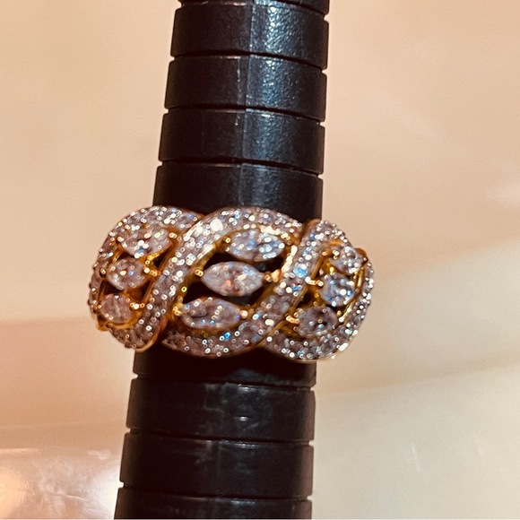 🎁Gorgeous GP 925 Sterling Silver Hatch & Line Ring w/Marquis & Round Cut Zircon - Picture 15 of 16